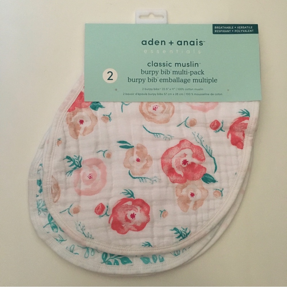 Aden + Anais 2 Burpy Bib Classic Muslin Cotton Burp Cloths Breathable Versatile